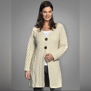 Standun Aran Merino Wool Cardigan Small